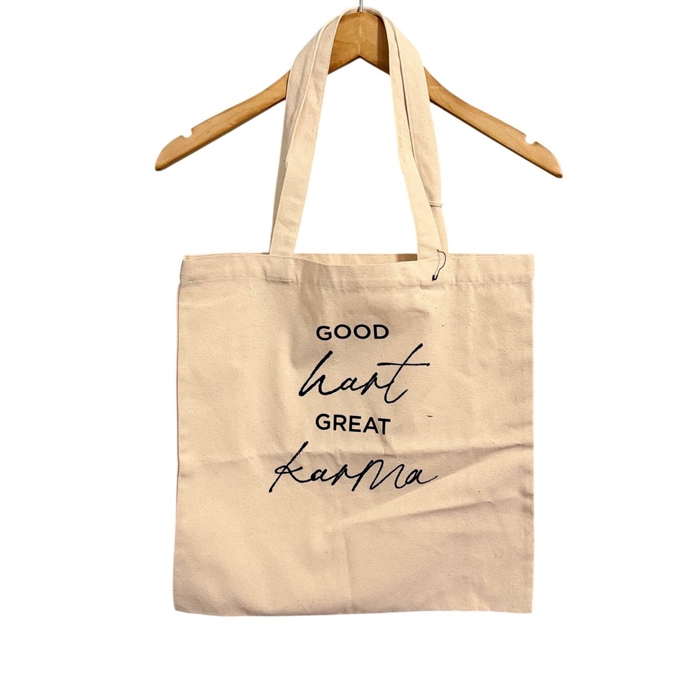 Canvas Tote Bag‎ Good Karma Graphic Print Reusable Everyday Carry All